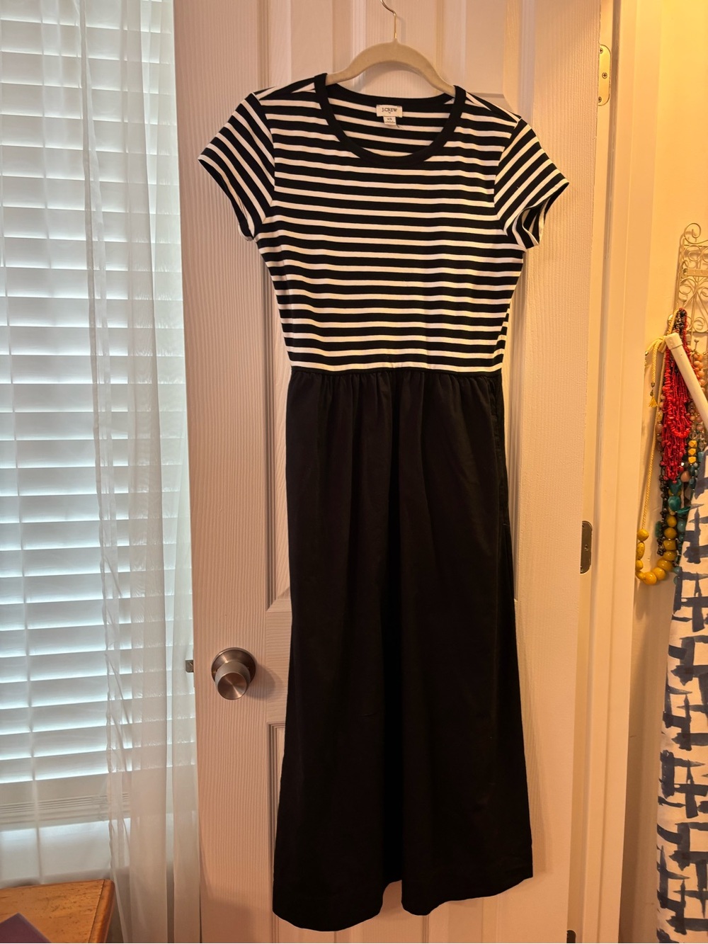J. Crew Black & White Striped Maxi Dress - with pockets!